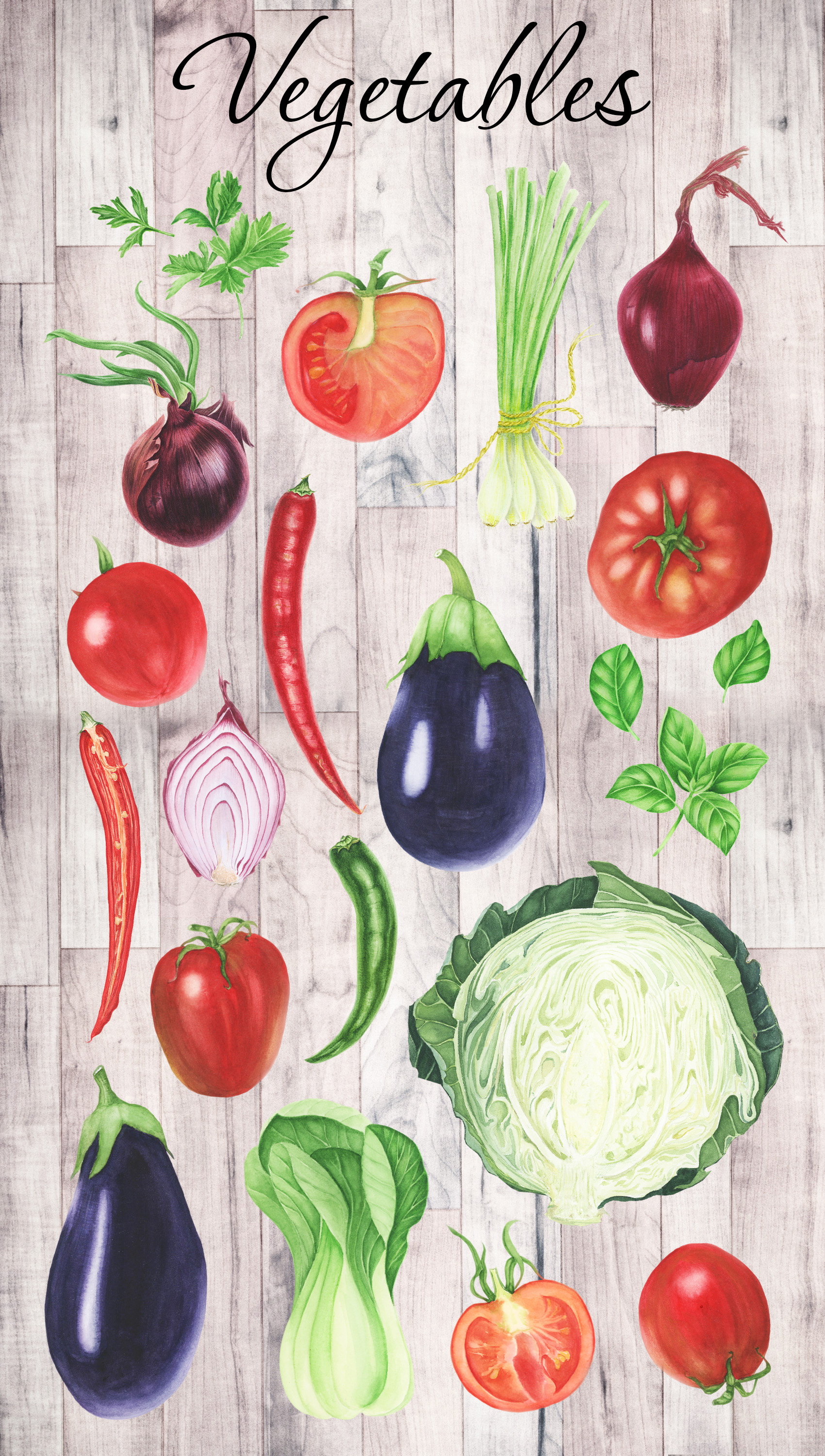 21个水彩插图的蔬菜PNG剪贴画素材 Watercolor