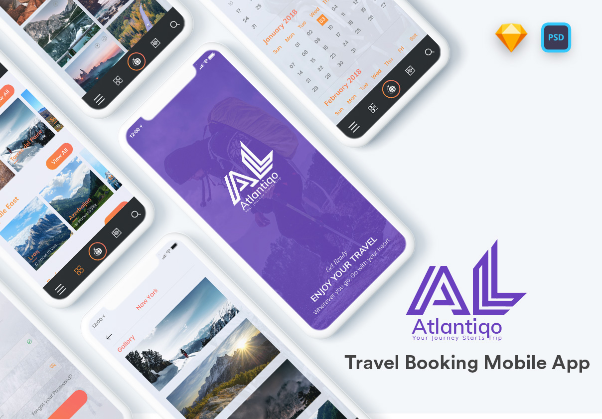 高品质旅行和航班机票预订APP移动程序UI工具包 Atla