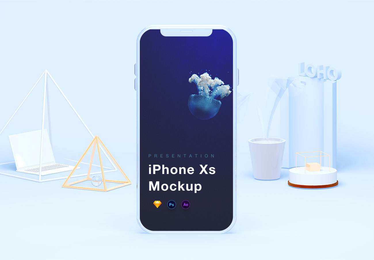 苹果手机网页APP设计UI贴图展示样机模板 iPhone X