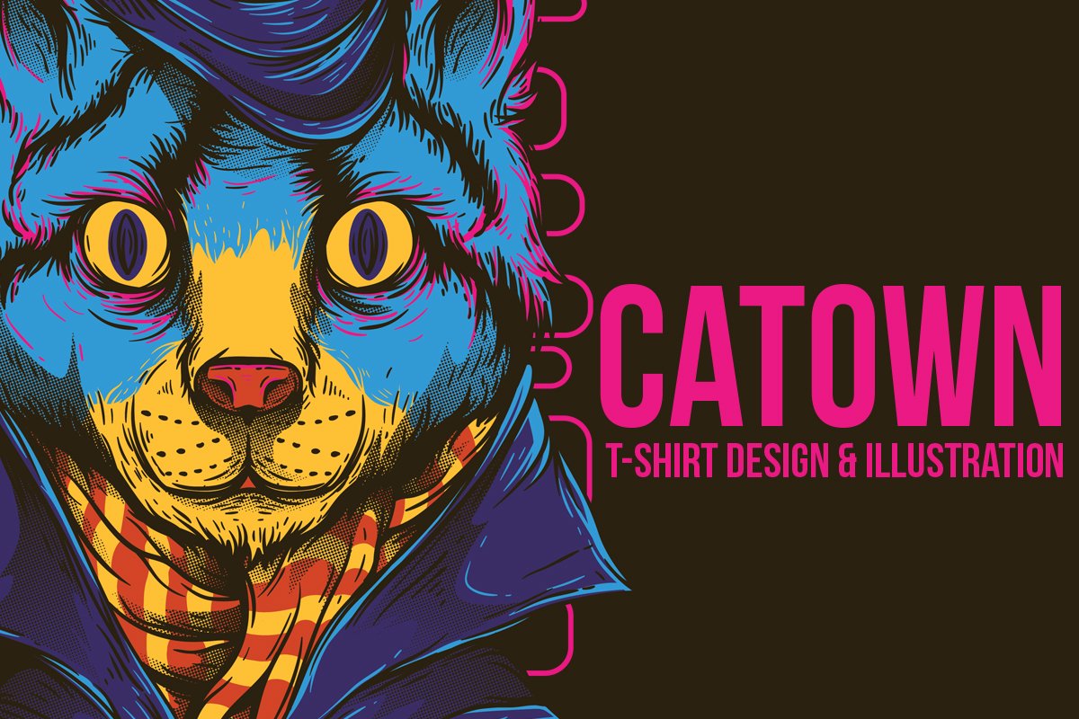 城市绅士猫手绘T恤印花设计 Catown #1067631