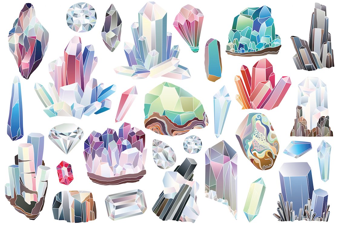 几何多边形水晶插图 Gems Diamonds Clipa