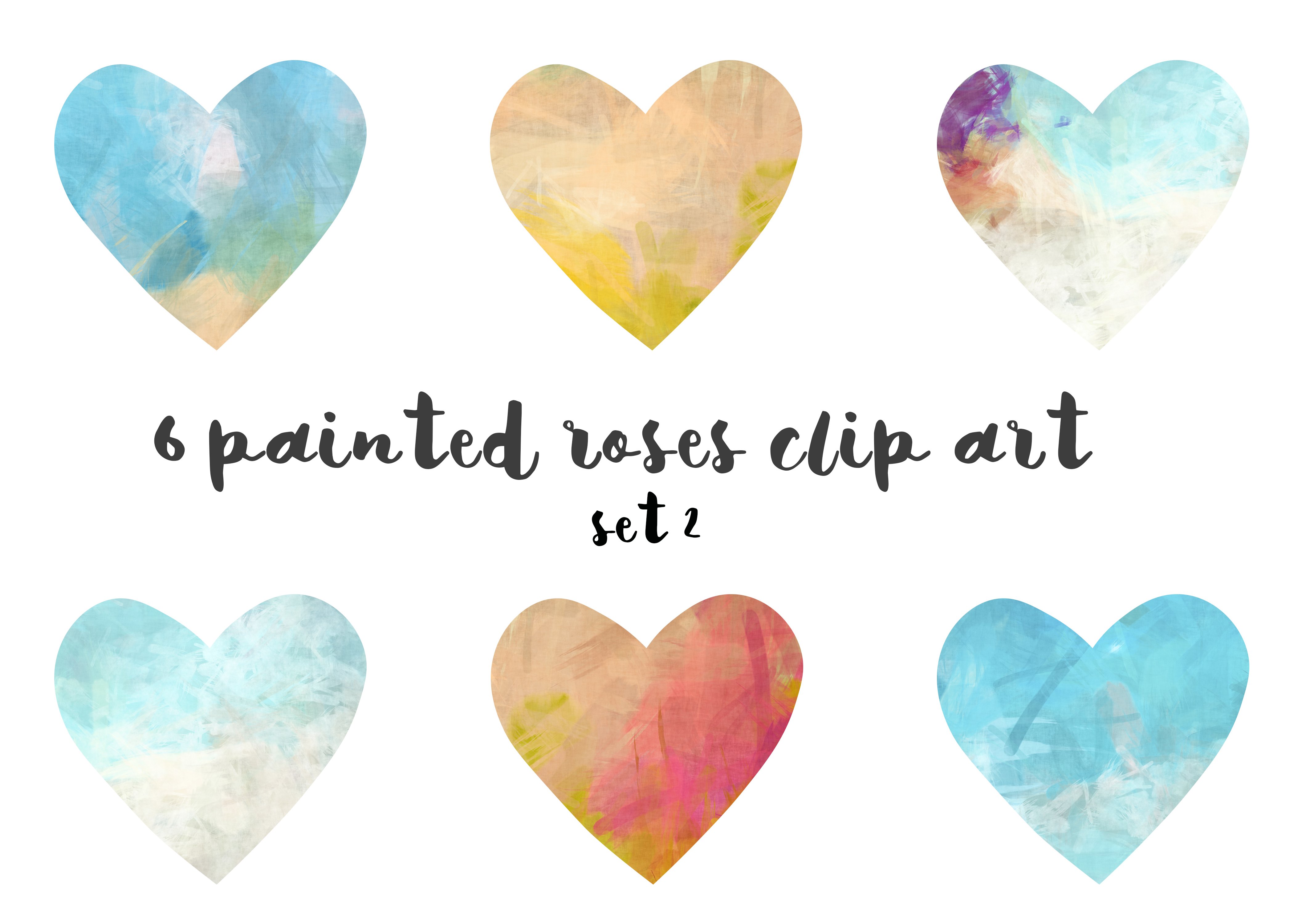 水彩爱心元素 Painted hearts clipart