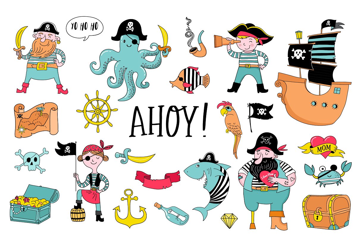 海盗卡通形象插画 Ahoy! Pirate collecti