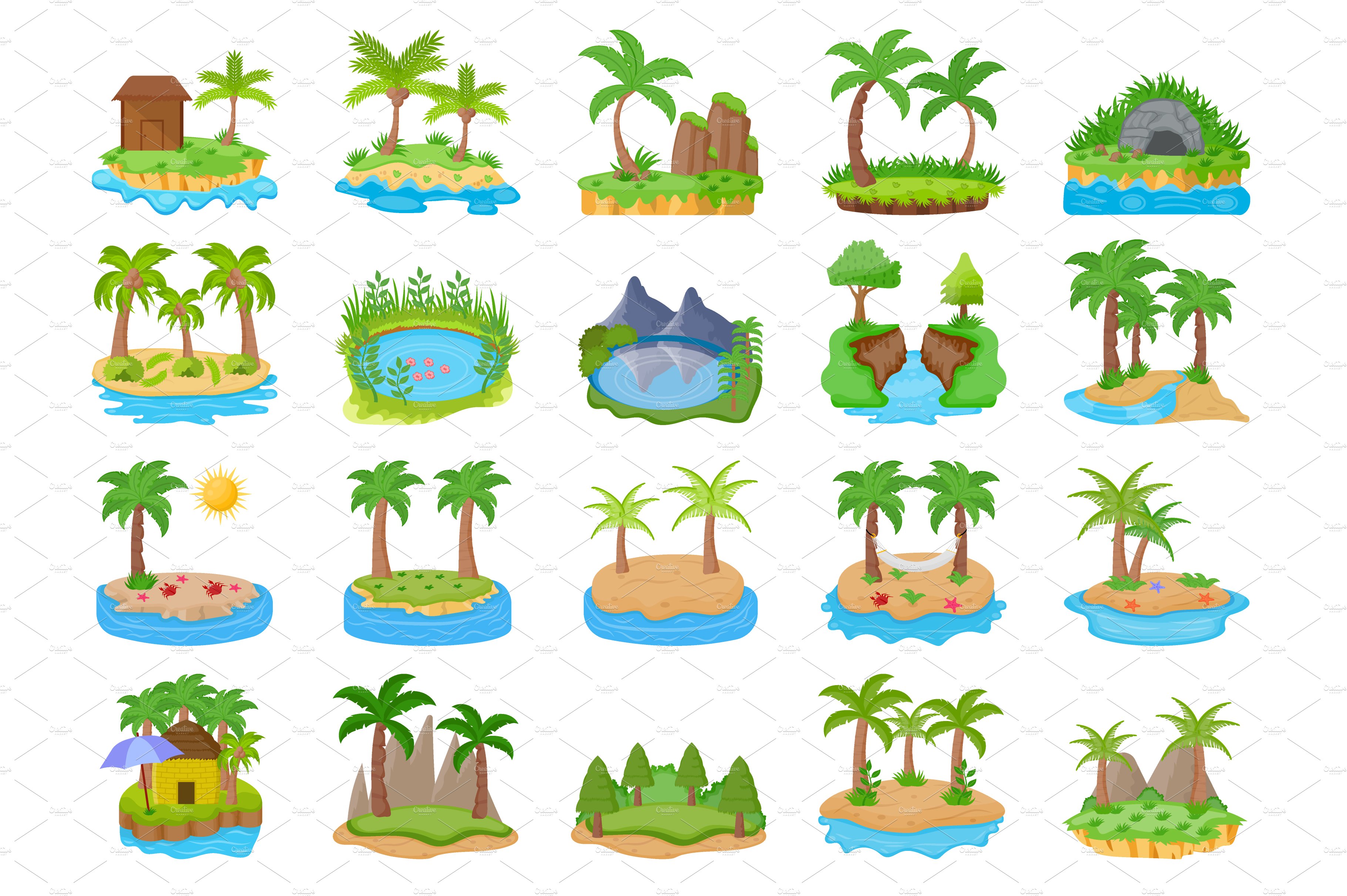60个不同的岛屿插画 60 Different Scenes