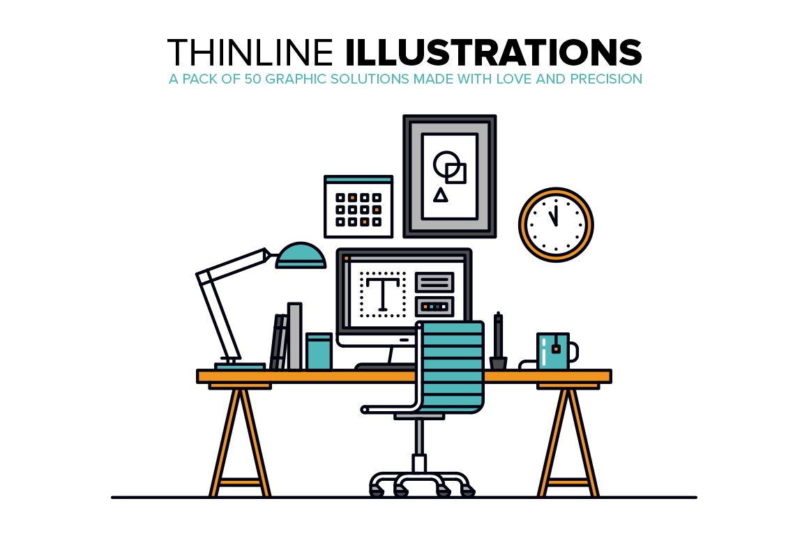 时间管理插画 Thinline Illustrations
