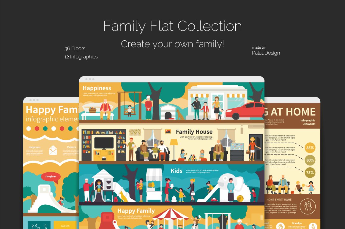 家庭扁平化图标 Family Flat Collection