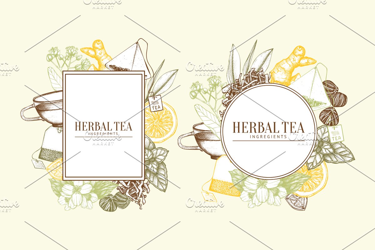 矢量草本插画集 Vector Herbal Tea Ingr