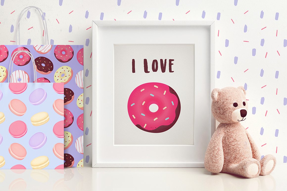 可爱梦幻甜美设计的甜甜圈糖纸贴纸素材合集包 Gummy Gr