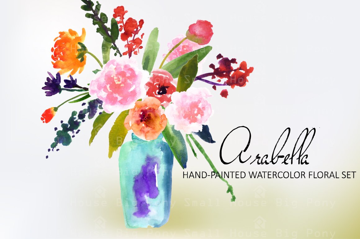 水彩花卉剪贴画 Arabella- Watercolor C