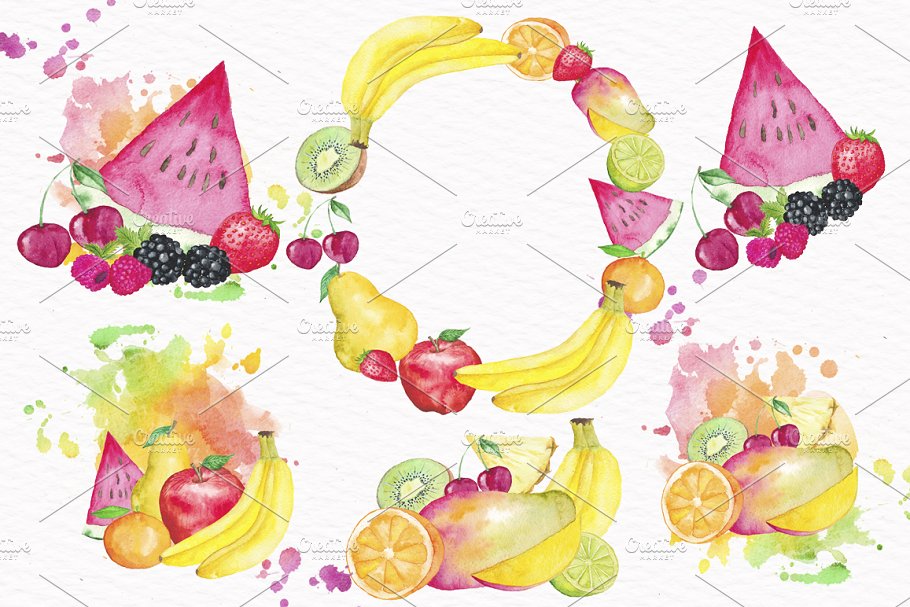 水果水彩插画集 Fruit Watercolor Colle