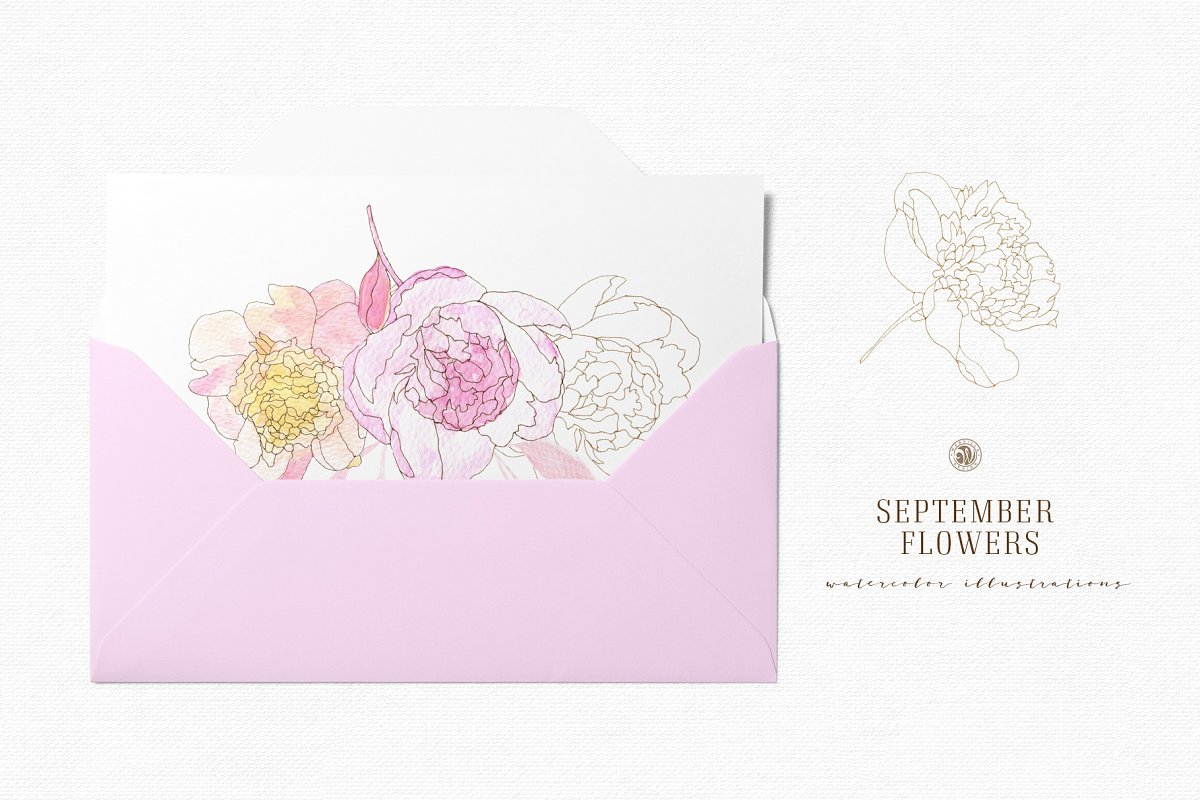九月花卉海报插画 September Flowers vol