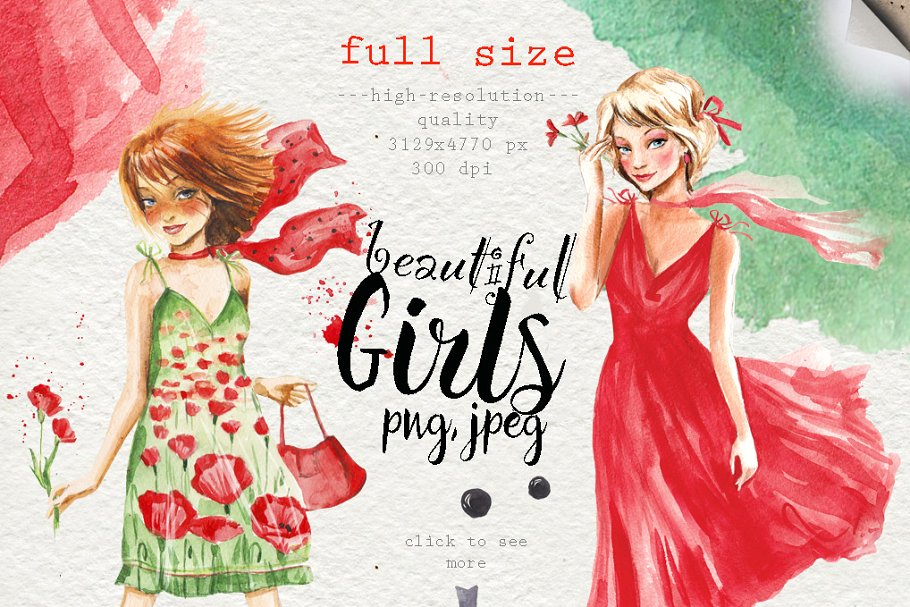 漂亮的女孩插画 6 Beautiful girls #520