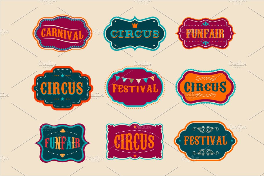马戏团图标海报模板 Freak Show circus ic