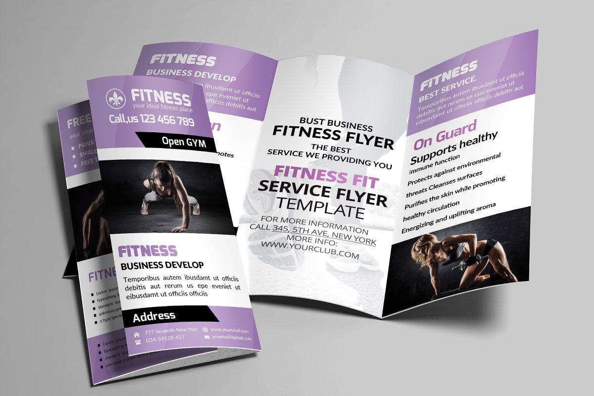 运动三折页画册 Sport Fitness Trifold