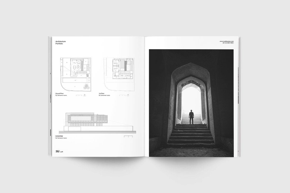 简约时尚现代建筑风格杂志设计模板合集 Architect P