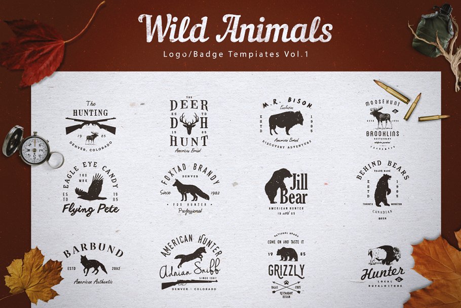 野生动物logo设计模板 Wild Animals Logo