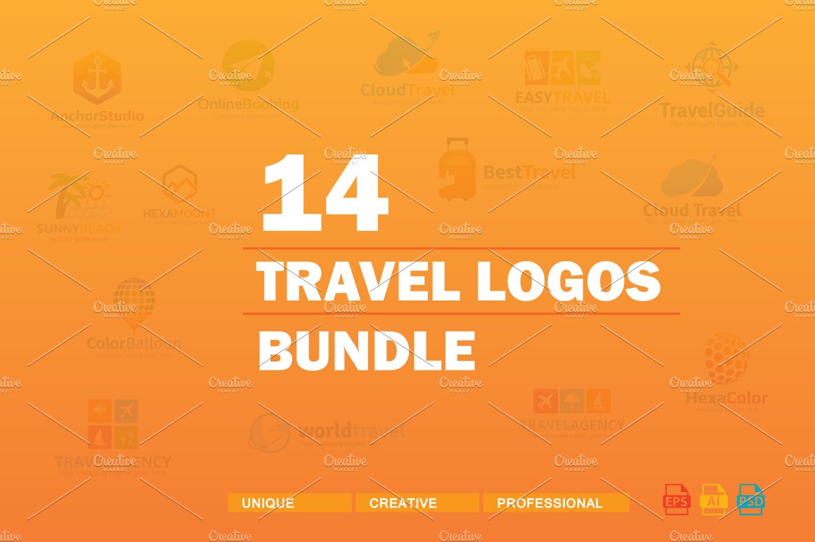 旅游logo设计包 14 Travel Logos Bund