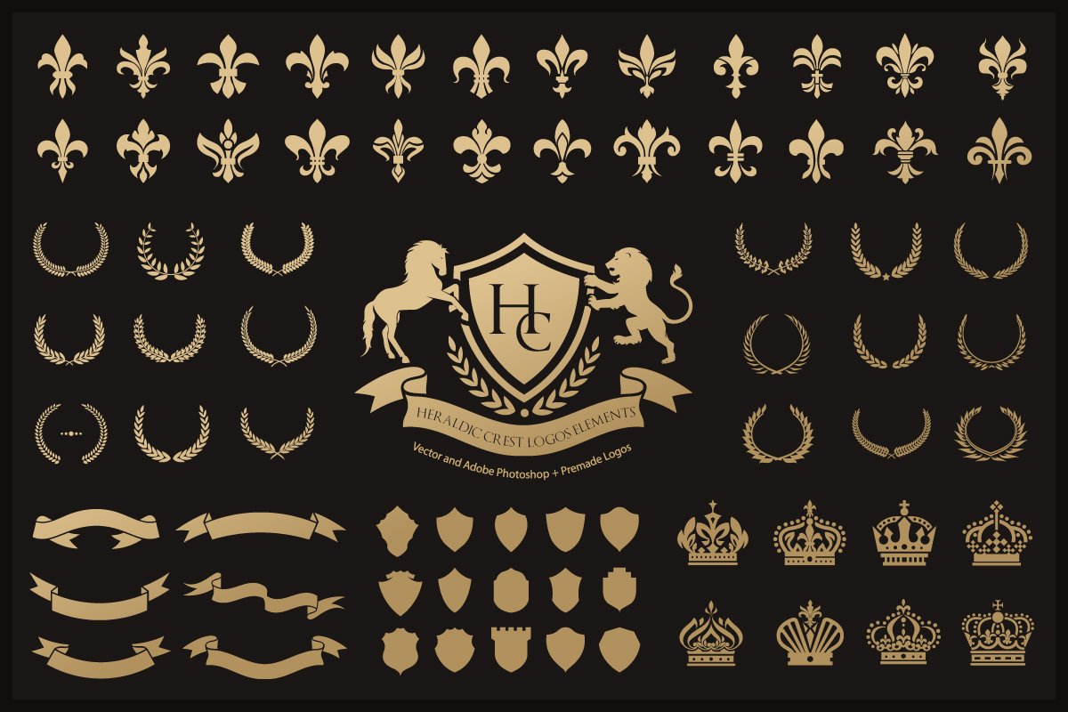 骑士纹章logo元素集 Heraldic Crest Log