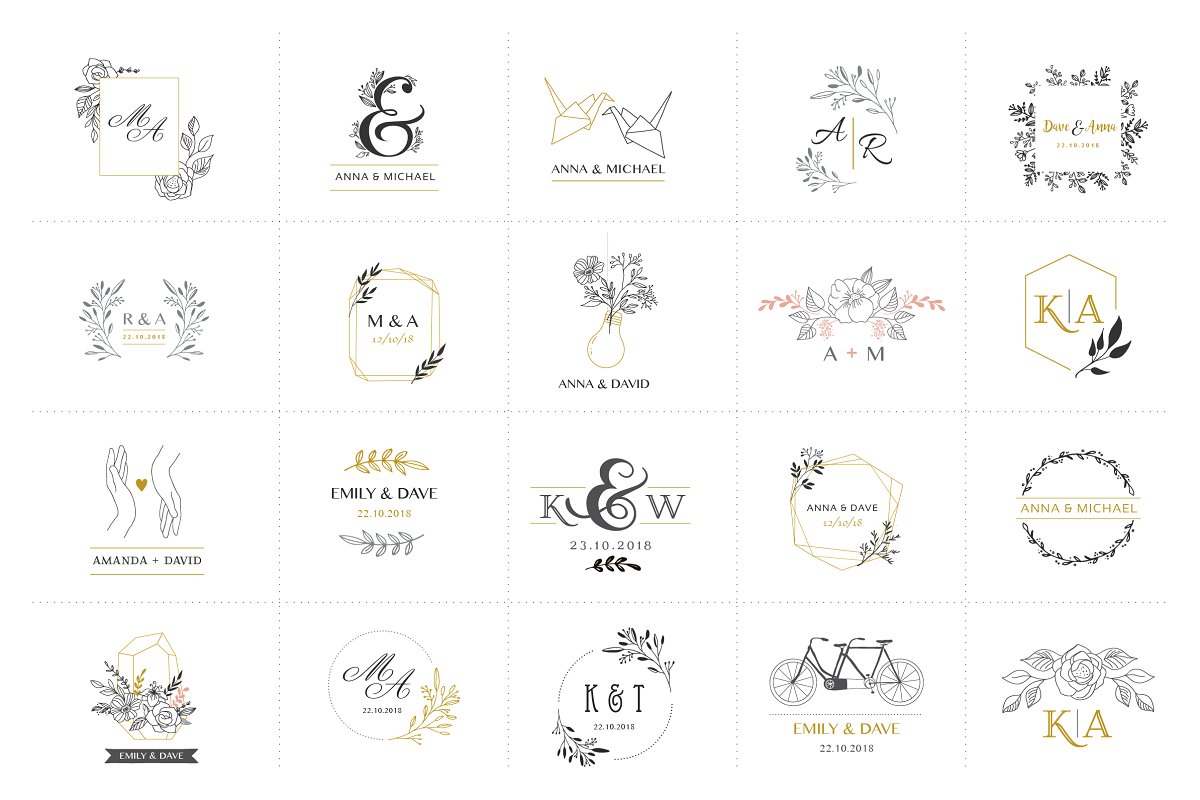 婚庆品牌Logo设计 Wedding logo boutiq