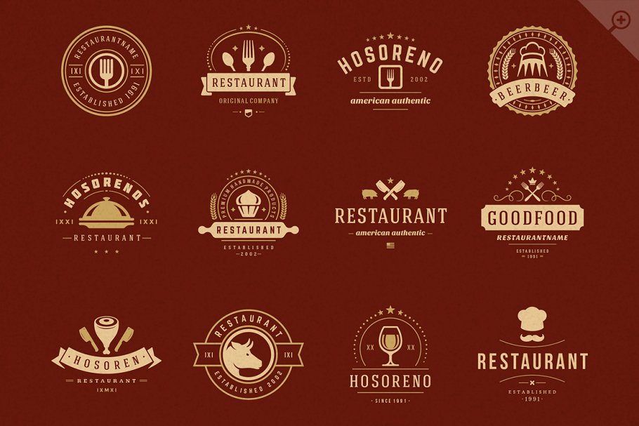 餐厅标志标识和徽章Restaurant Logotypes