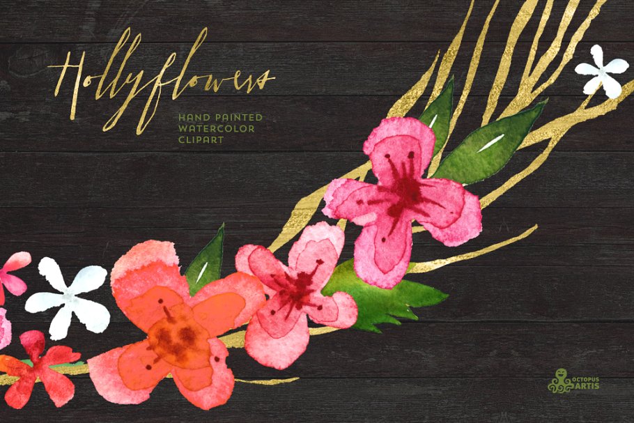 冬青节日花卉logo创意模板 Hollyflowers Ho