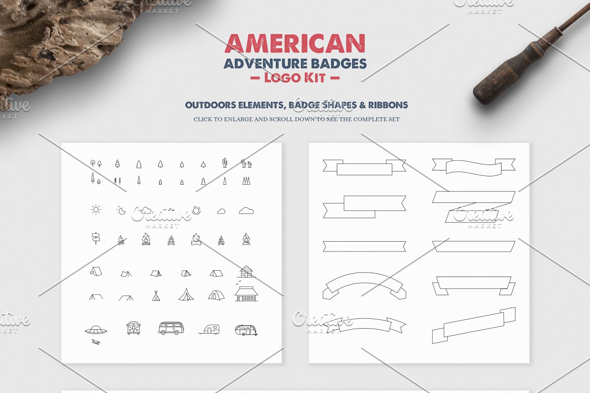 美国户外探险logo设计工具包 American Adven