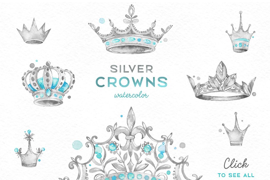 金色皇冠logo设计模板 Crowns Gold Silve