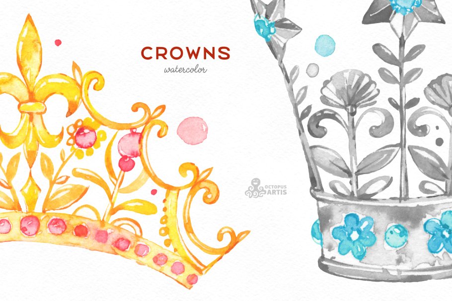 金色皇冠logo设计模板 Crowns Gold Silve
