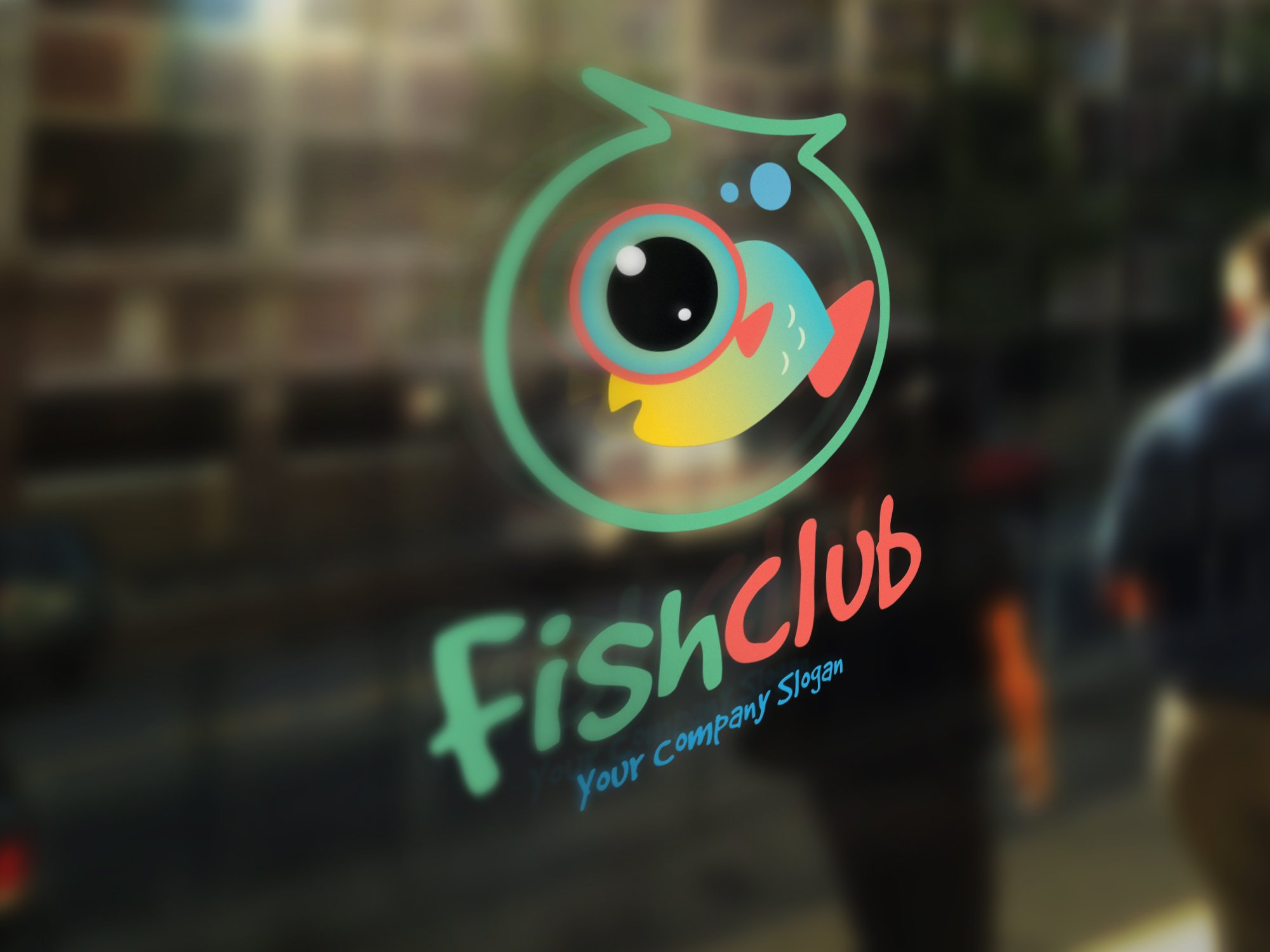 鱼水族相关的logo设计创意模板 Fish Club #42