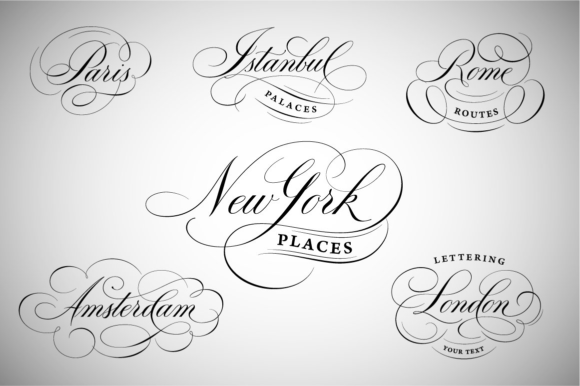 纽约伦敦巴黎风格字体图形模板New York London