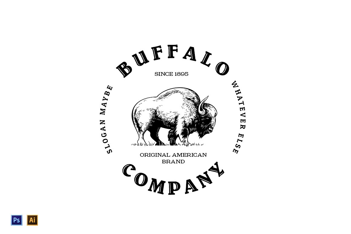 布法罗复古徽标logo模板 Buffalo Vintage