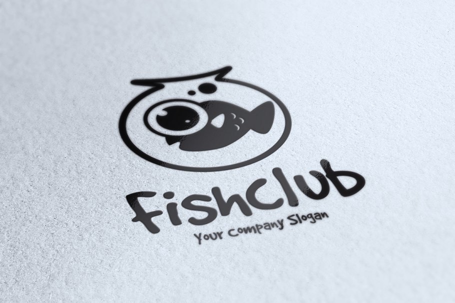 鱼水族相关的logo设计创意模板 Fish Club #42