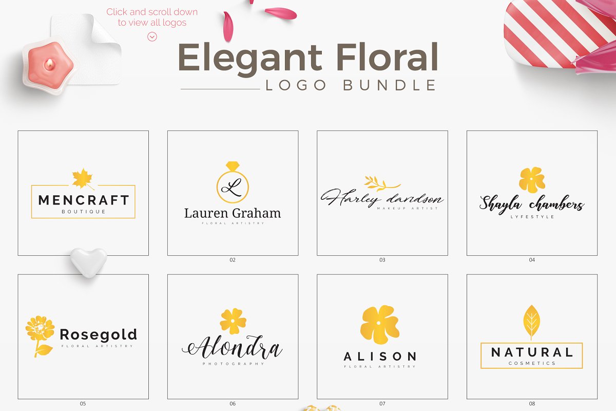 70个优雅的花卉logo模板 70 Elegant Flor