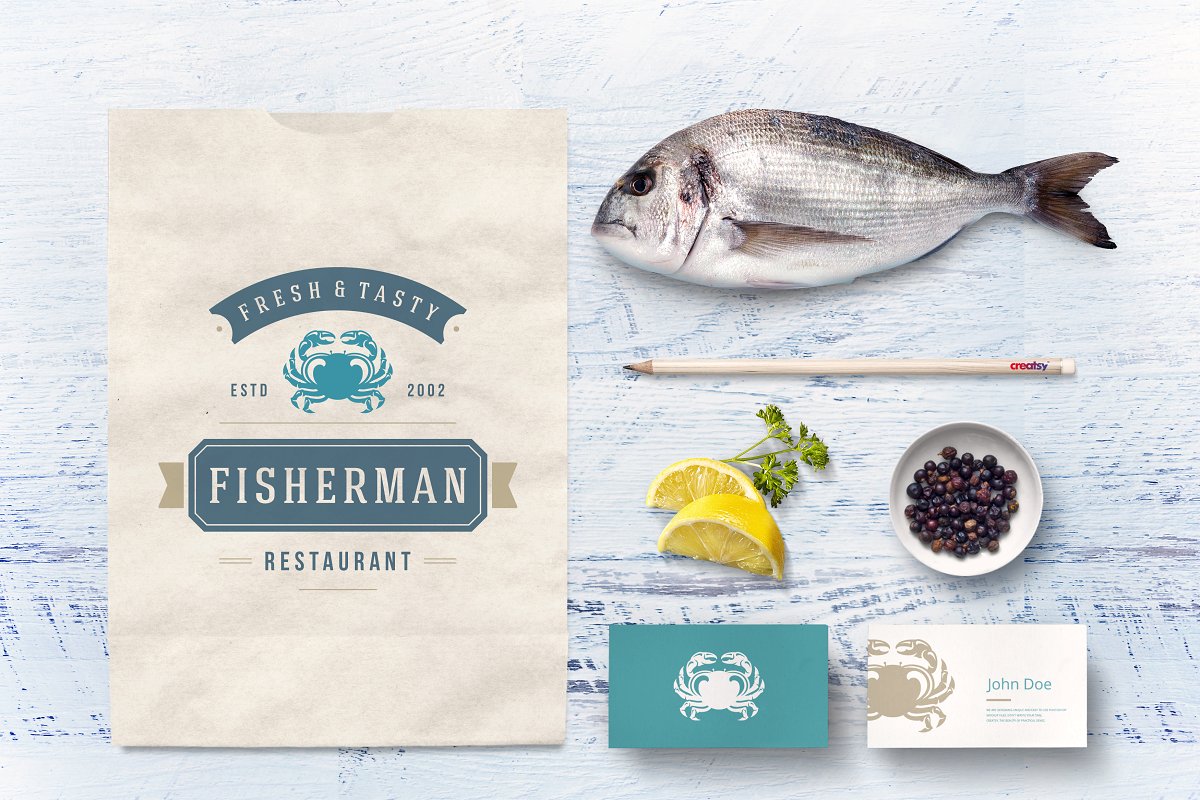 18个海鲜相关的logo和图形模板Seafood Logos