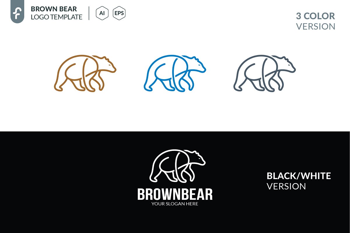 棕熊logo模板 Brown Bear Logo #1914