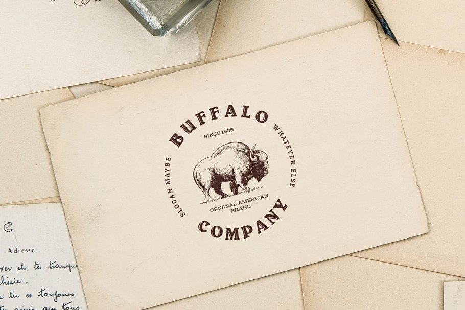 布法罗复古徽标logo模板 Buffalo Vintage