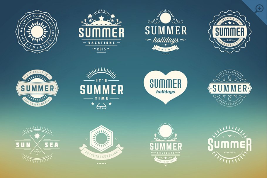 160暑假徽章logo模板Summer holidays b