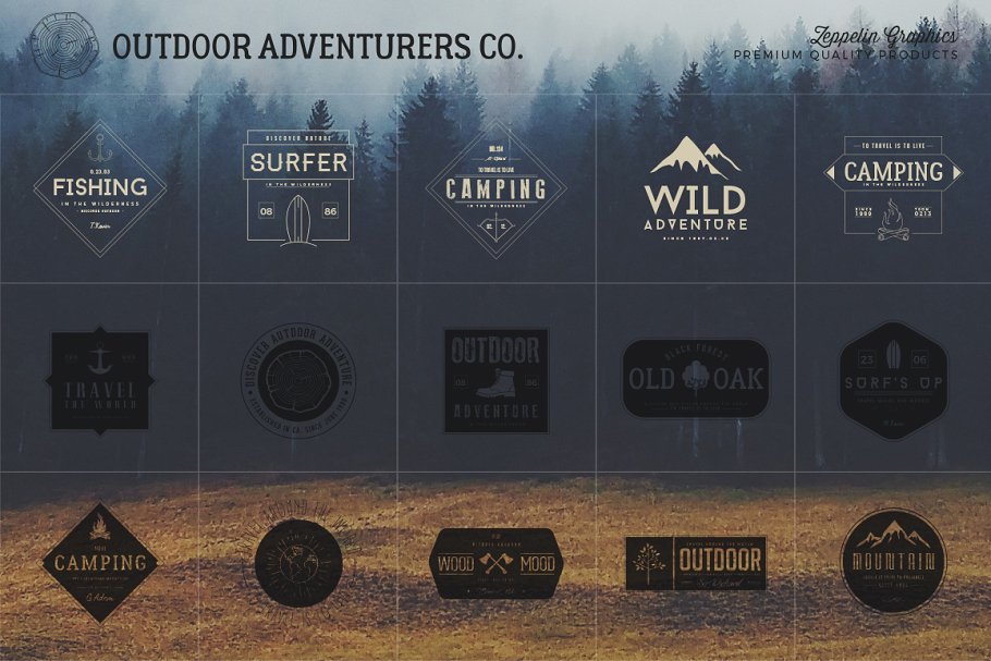 150个户外探险风格的logo模版Outdoor Adven