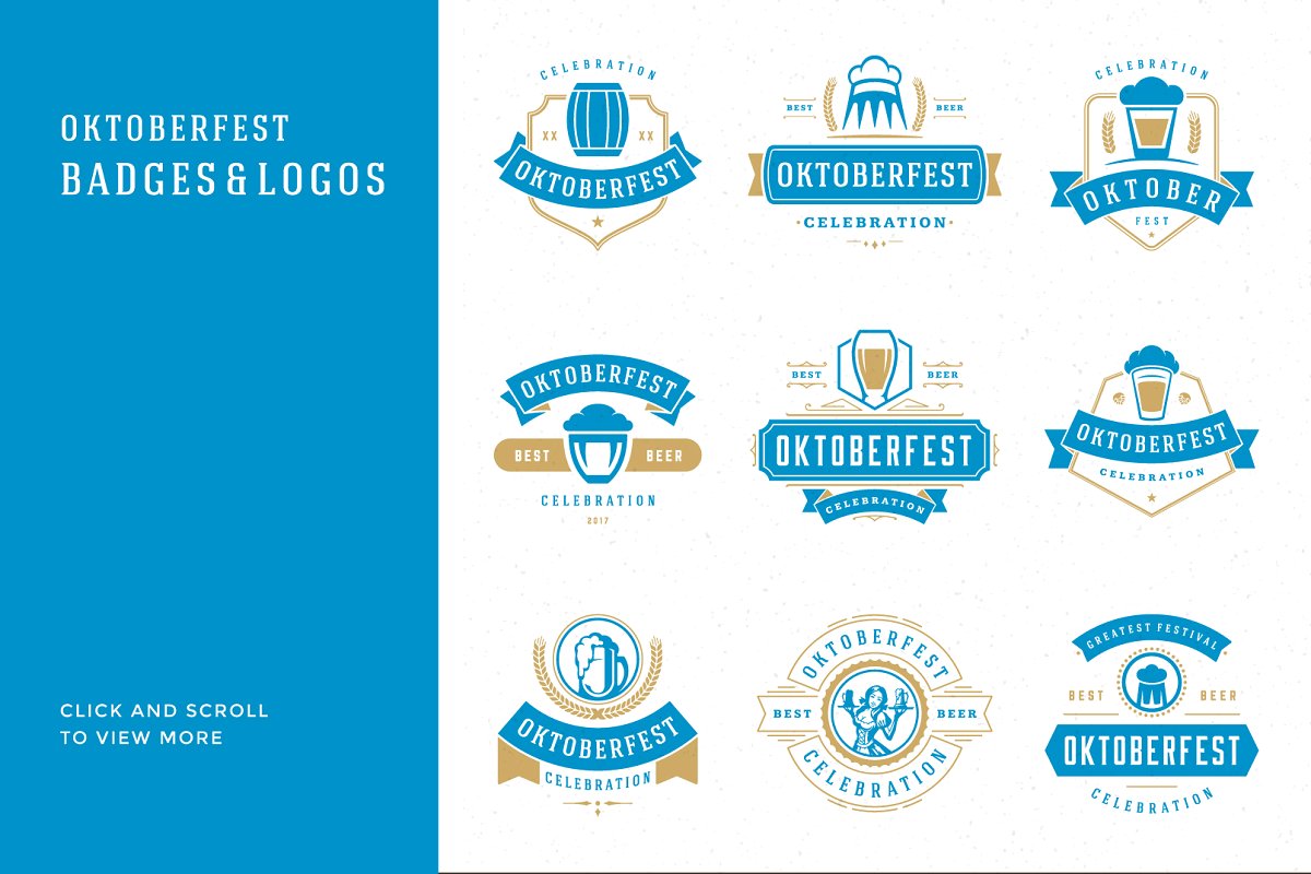 慕尼黑啤酒节logo图形素材元素大礼包Oktoberfest