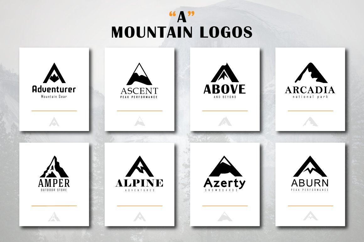 以 A 字母为原型的大山 logo 模版 Mountain