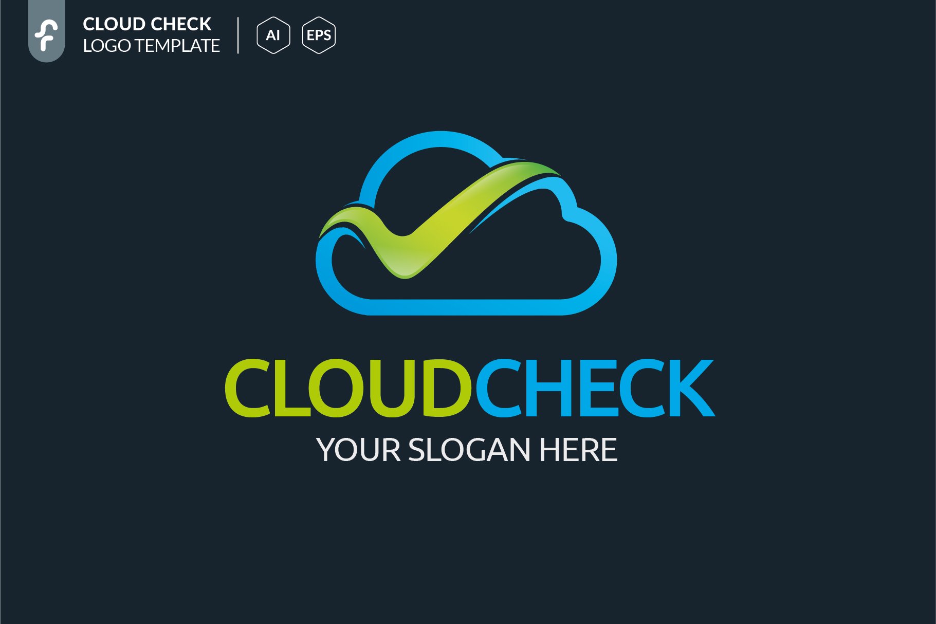 云主题的LOGO模板 Cloud Check Logo #2