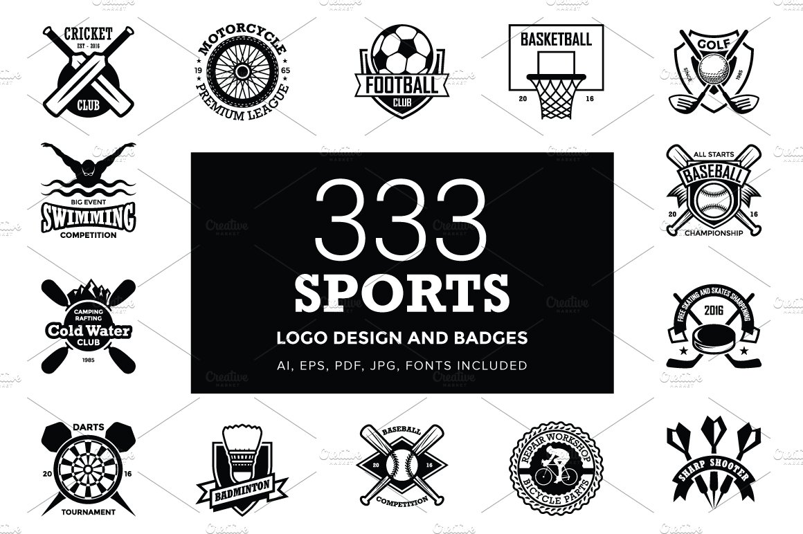 运动LOGO设计模板 333 Sports Logo Des