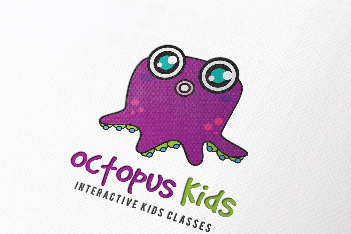 儿童卡通主题的logo模版 Octopus Kids #64