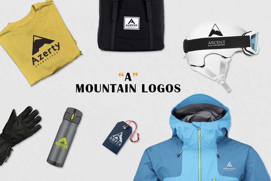 以 A 字母为原型的大山 logo 模版 Mountain
