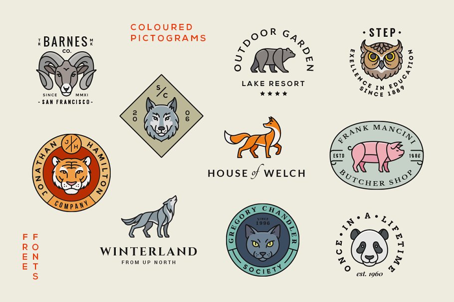动物品牌LOGO设计模板 Animal LogoBadge