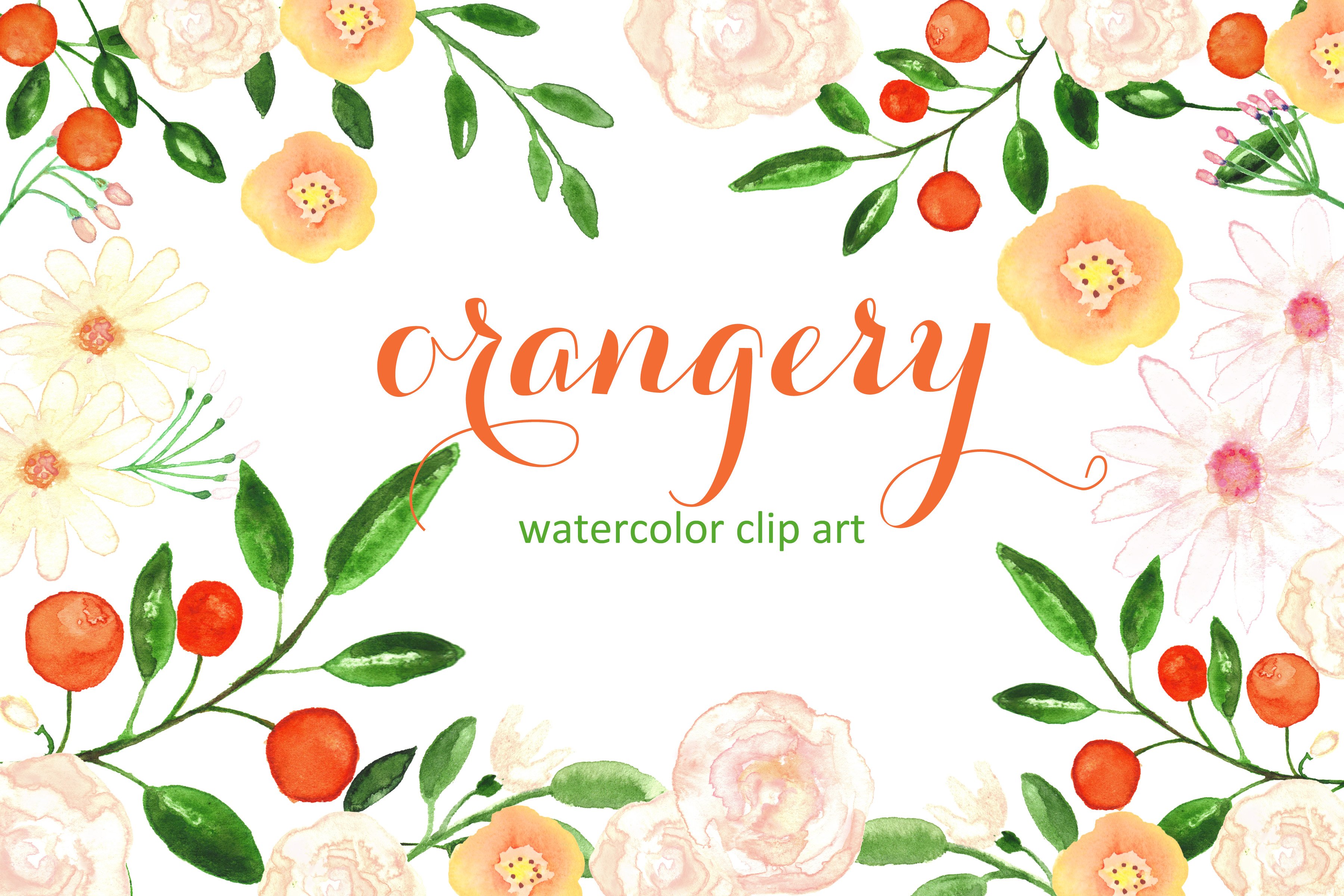 橘园相关的水彩画素材 Orangery. Watercolo