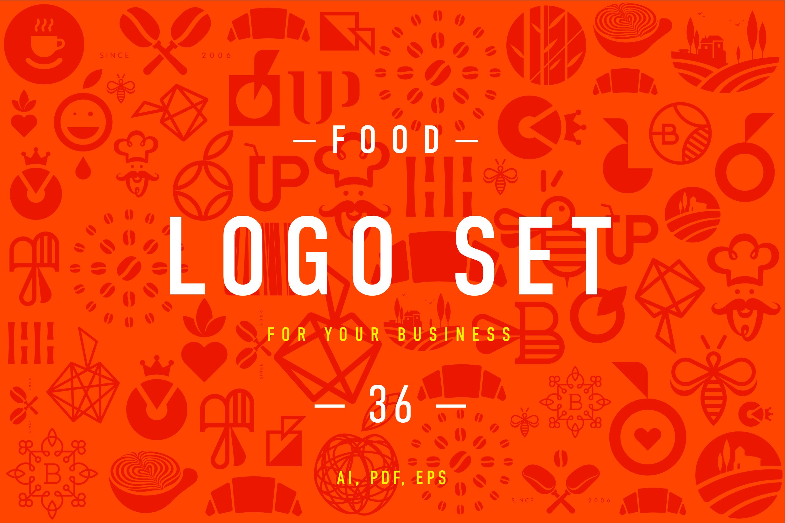 现代时尚的食物LOGO标志设计矢量Food Logo set