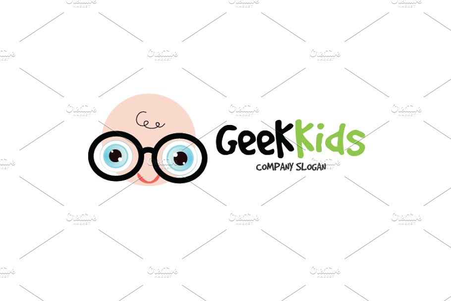 儿童卡通极客图形LOGO创意素材模板 Geek Kids #