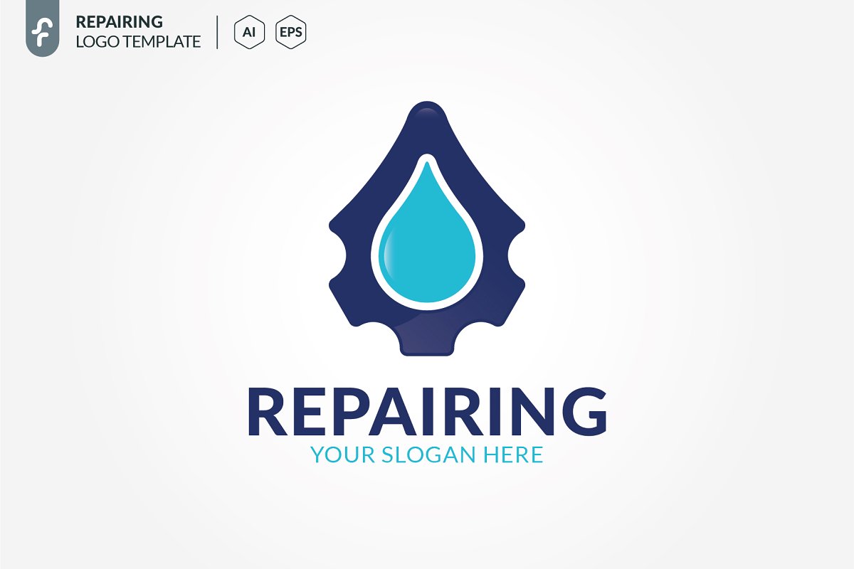 水滴维修相关的LOGO模板 Drop Repair Logo
