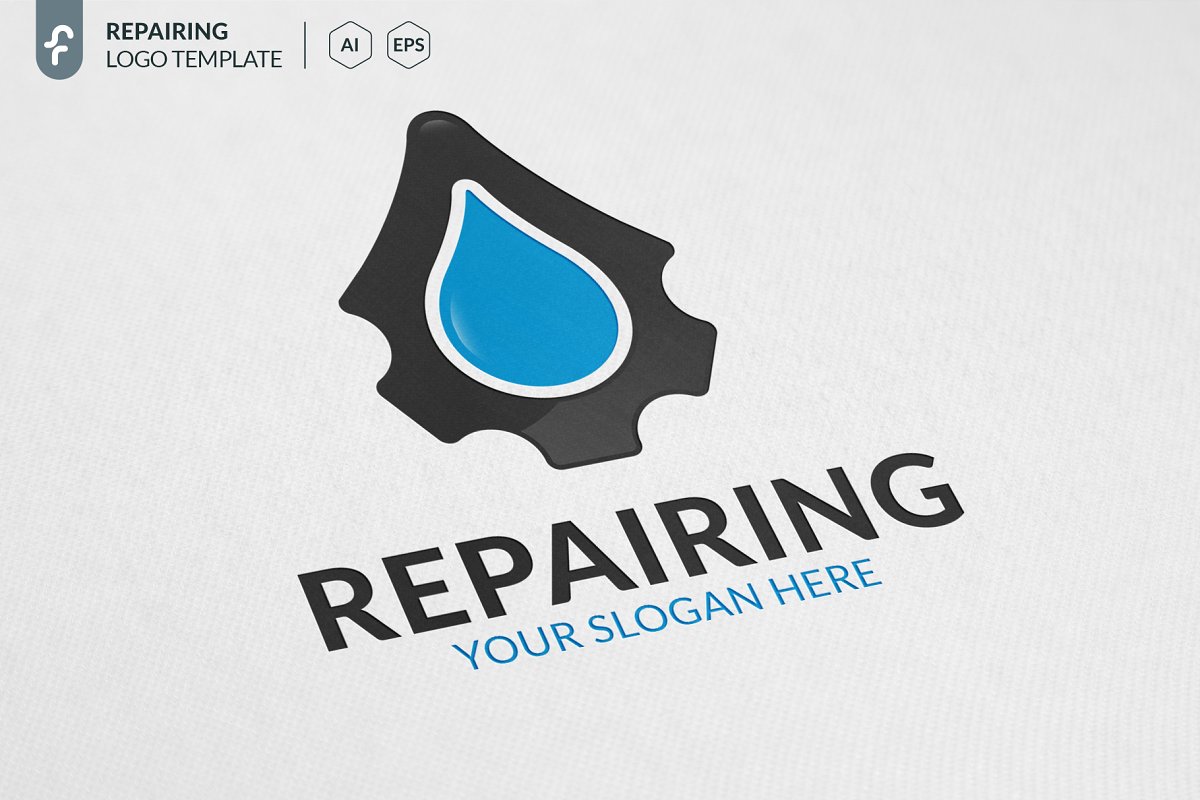 水滴维修相关的LOGO模板 Drop Repair Logo